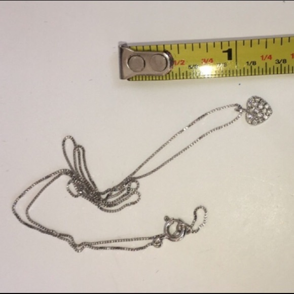 14K White Gold XS Pave Diamond Heart Necklace - Picture 7 of 14